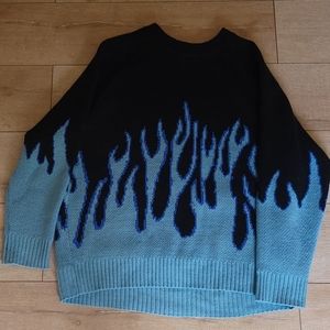 Blue Flame Knit Oversized Unisex Sweater